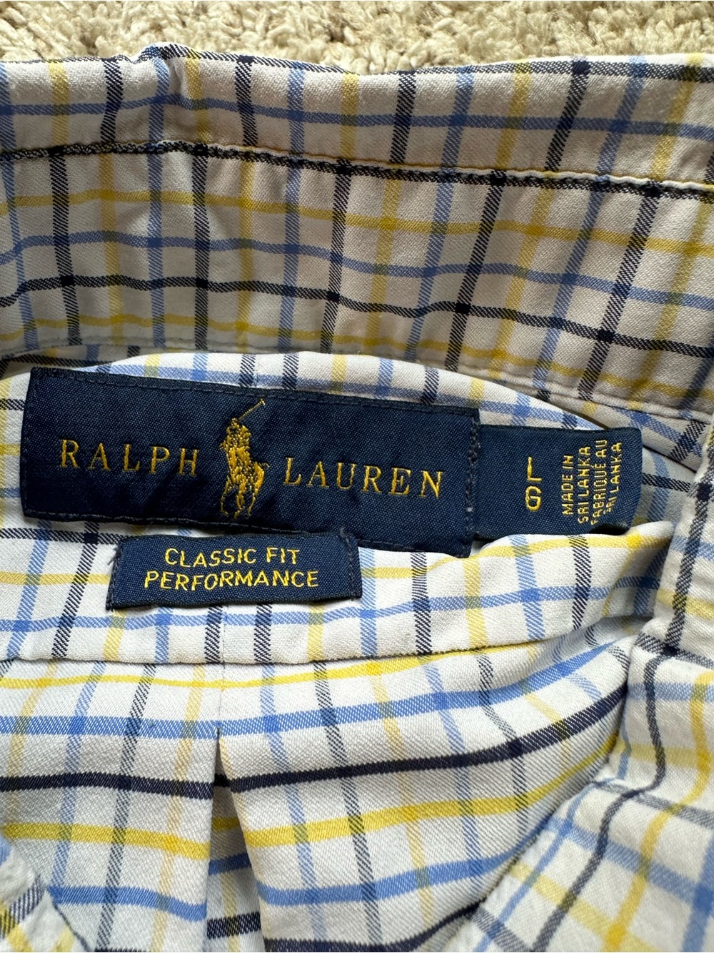 Ralph Lauren Men's White Shirt with Blue and Yellow Plaid - Picture 3 of 4